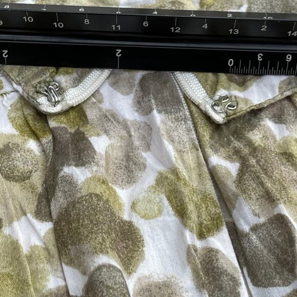 Anne Taylor Loft Womens Size 4 Mini Skirt Dotted Green Tan White Ruffled Lined - Picture 4 of 15